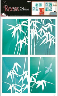 Samolepky na zeď bambus, zelenomodré 4 obdelníky, 60x42cm