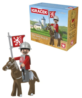 Igráček Karel IV - Karlštejn - figurka se zbrojí a koněm