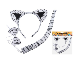 Set karneval - čelenka kravička/bílý tygr