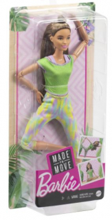 Mattel Barbie V pohybu hnědovlasá v zeleném topu