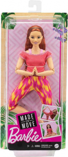 Mattel Barbie V pohybu hnědovlasá v růžovém topu